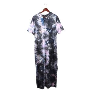VIBE‎ Sportswear Soft Tie Dye Maxi Dress Hooded Multi-colored Womens Plus Sz 2X